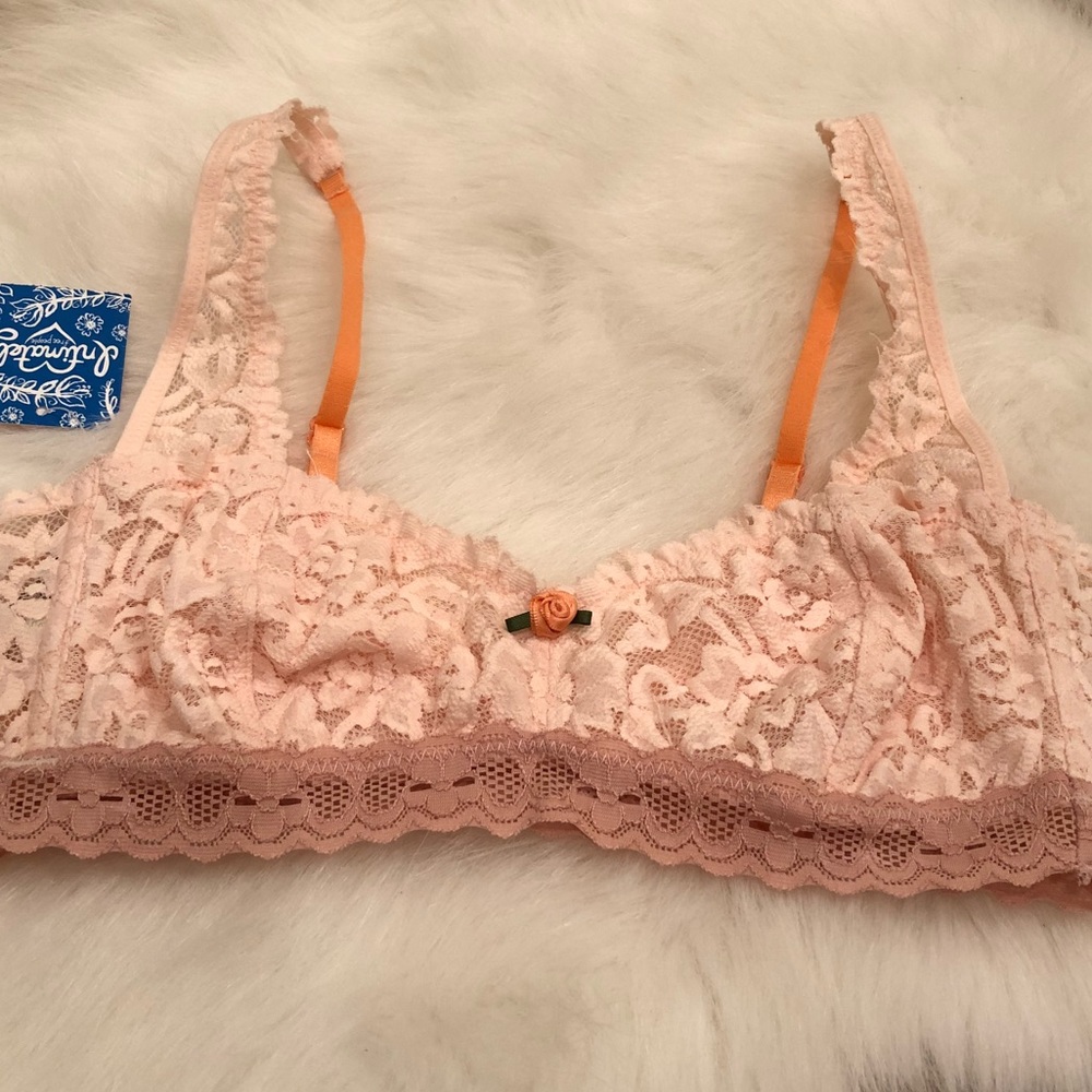 NWT Free People pink & peach unlined lace bralette - Picture 1 of 5